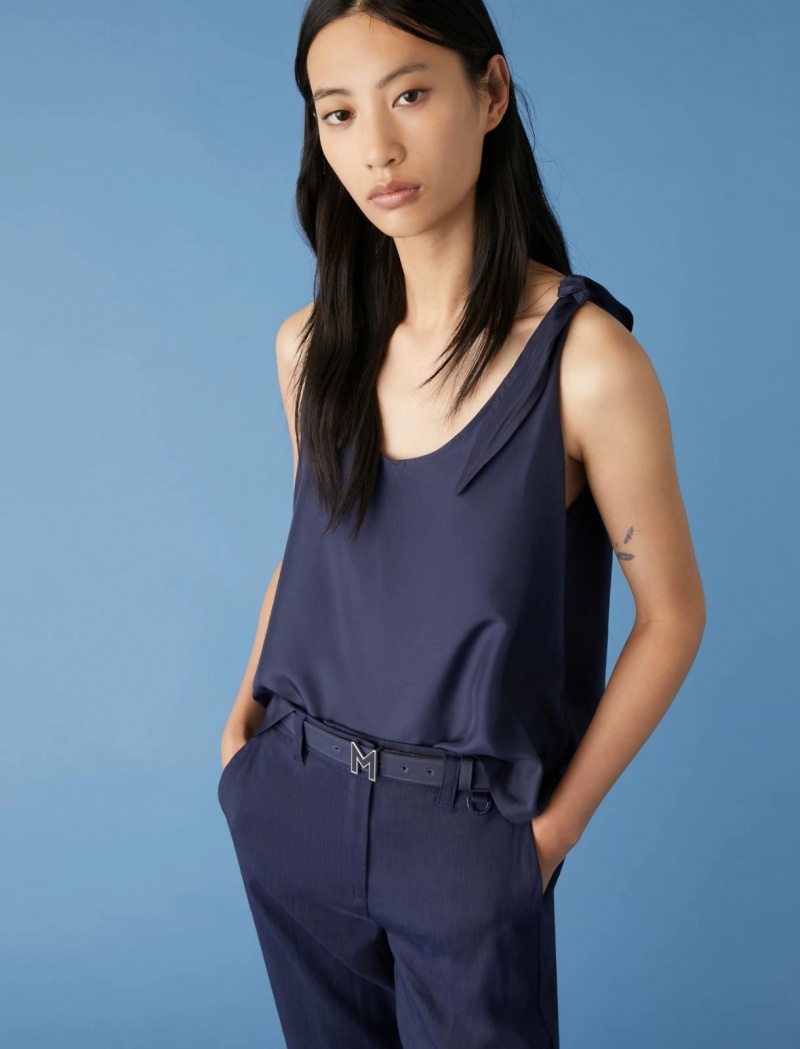 Top Damskie Marella Silk Niebieskie | Polska 834970-VKC
